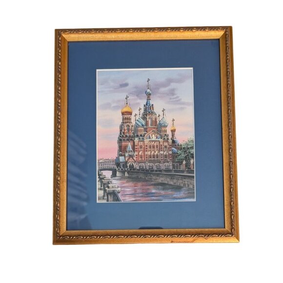 Framed Watercolor Painting Of Church of The Savior on Spilled Blood St. Petersbu - Picture 1 of 15